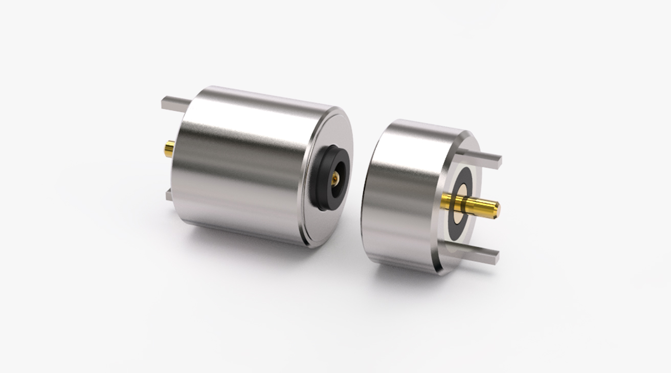 磁吸連接器 圓形磁性系列：2PIN，電鍍黃銅Au5u，電壓5V，電流2A，工作溫度-30°~85°