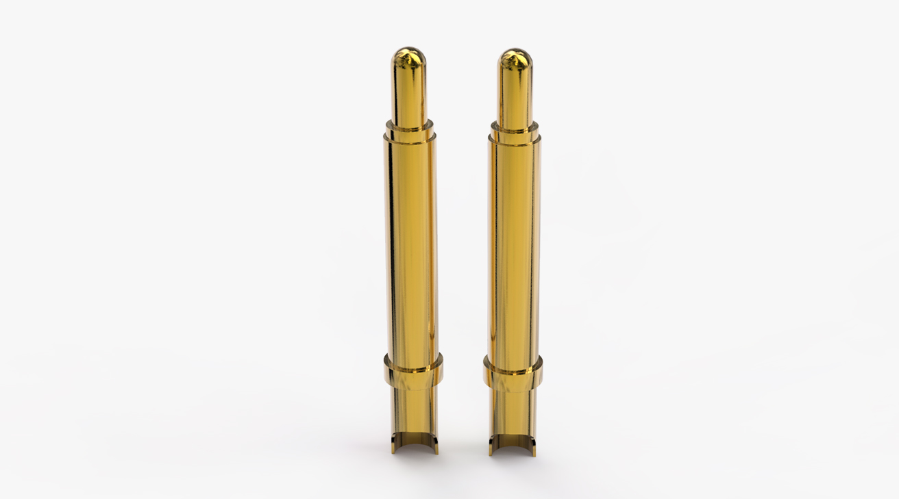 POGO PIN 焊線式：電鍍黃銅Au50u，電流3A，工作行程1.5mm:140±20gf，彈力50000次+，工作溫度-30°~85°