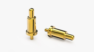 POGO PIN DIP式：電鍍黃銅Au3u，電壓5V，電流1A，工作行程0.5mm:40±15gf，彈力10000次+，工作溫度-30°~85°
