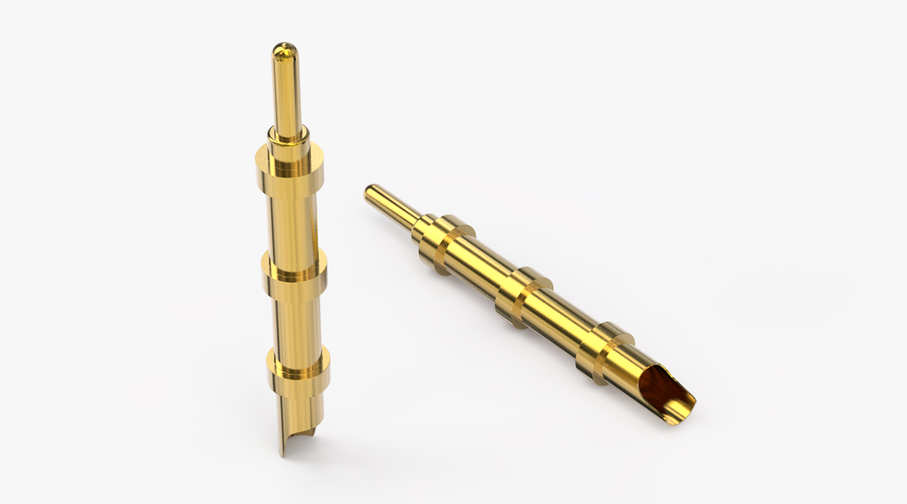 POGO PIN 焊線式：電鍍黃銅Au40u，電壓20V，電流1A，工作行程2.0mm:110±25gf，彈力20000次+，工作溫度-30°~85°